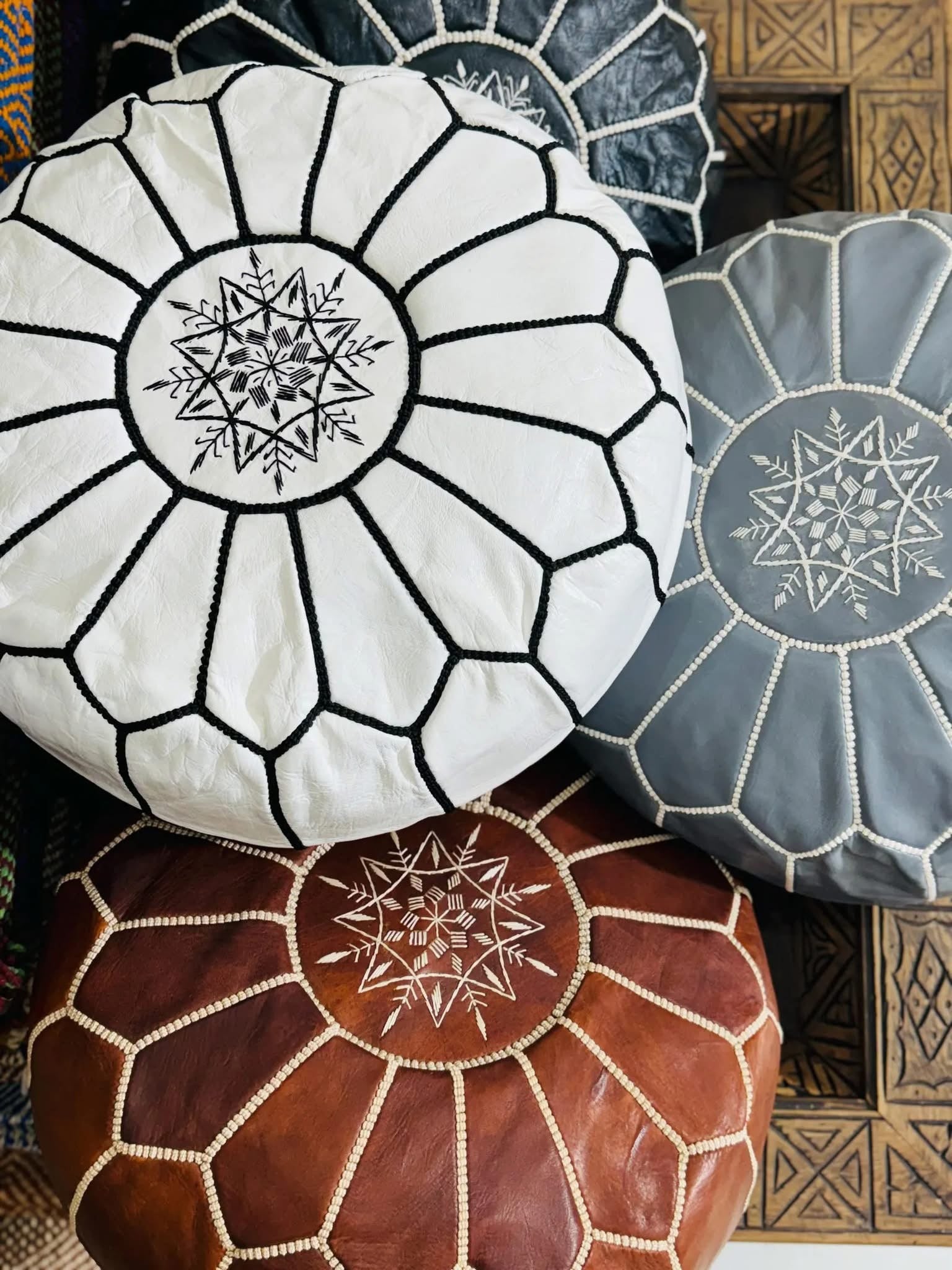 Moroccan Goat Skin Pouf