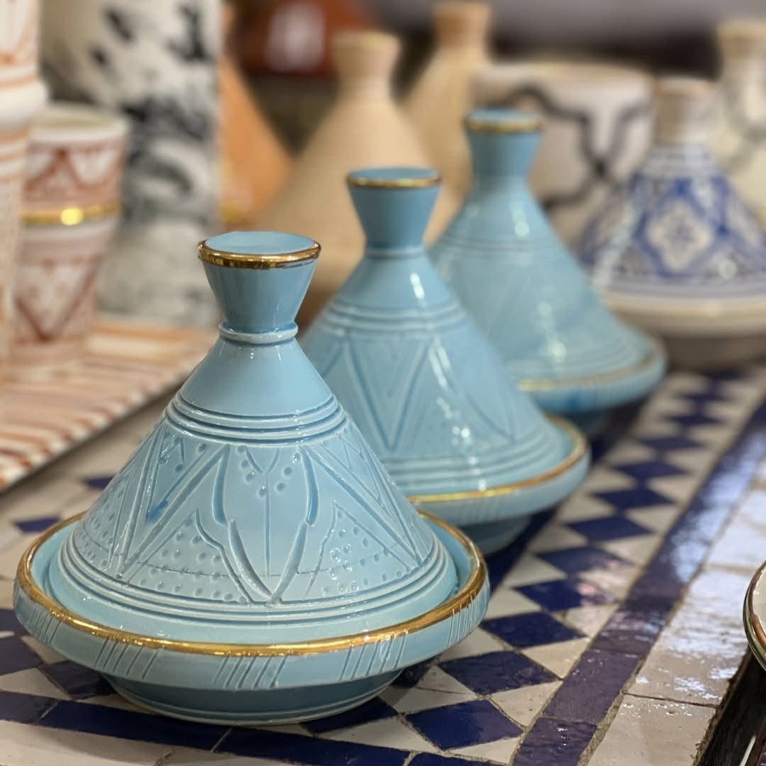 Blue Mini Moroccan Tagine – Hand-Painted Artistry