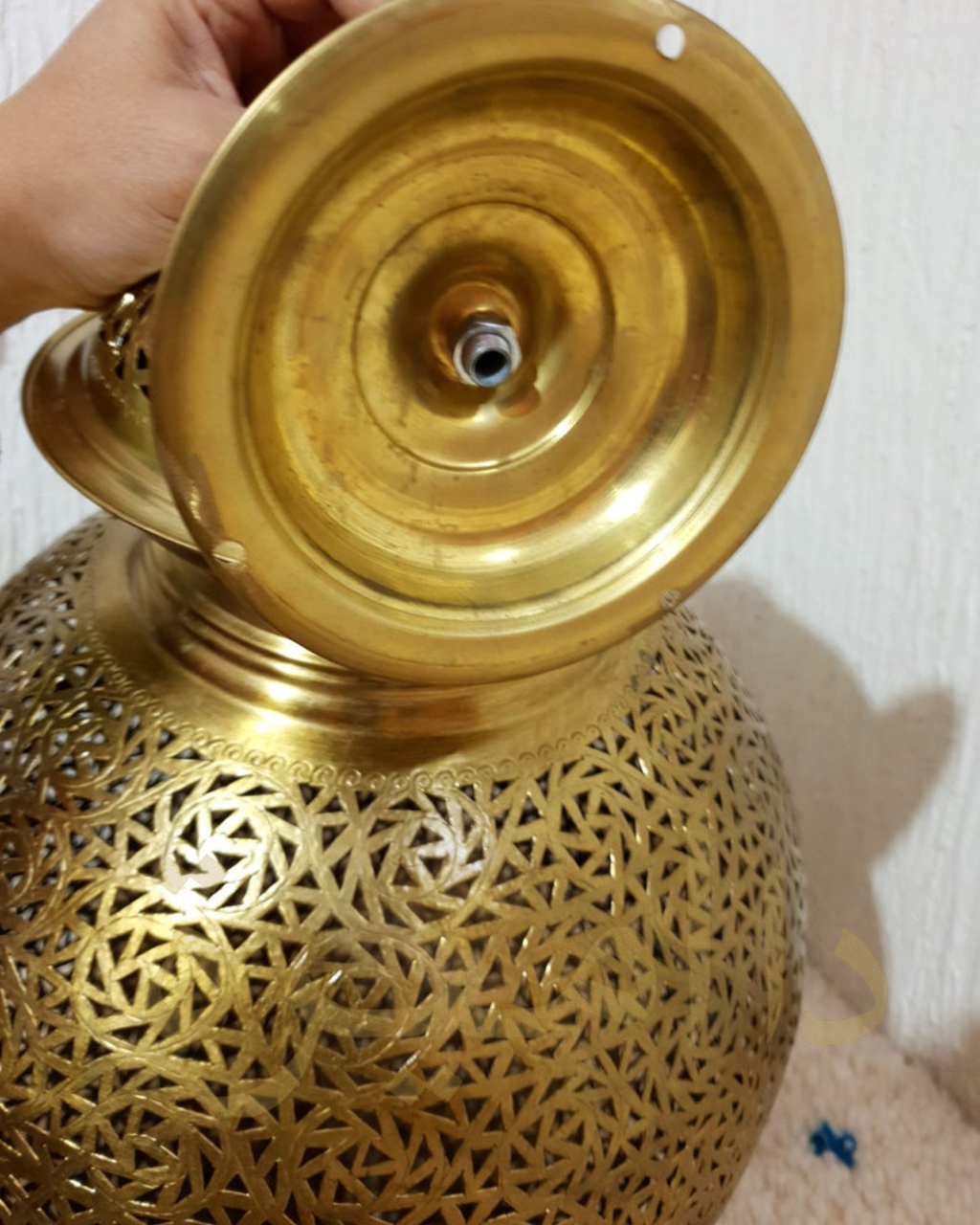 Brass Moroccan Filigree Hanging Lamp – Handcrafted Marrakech Light