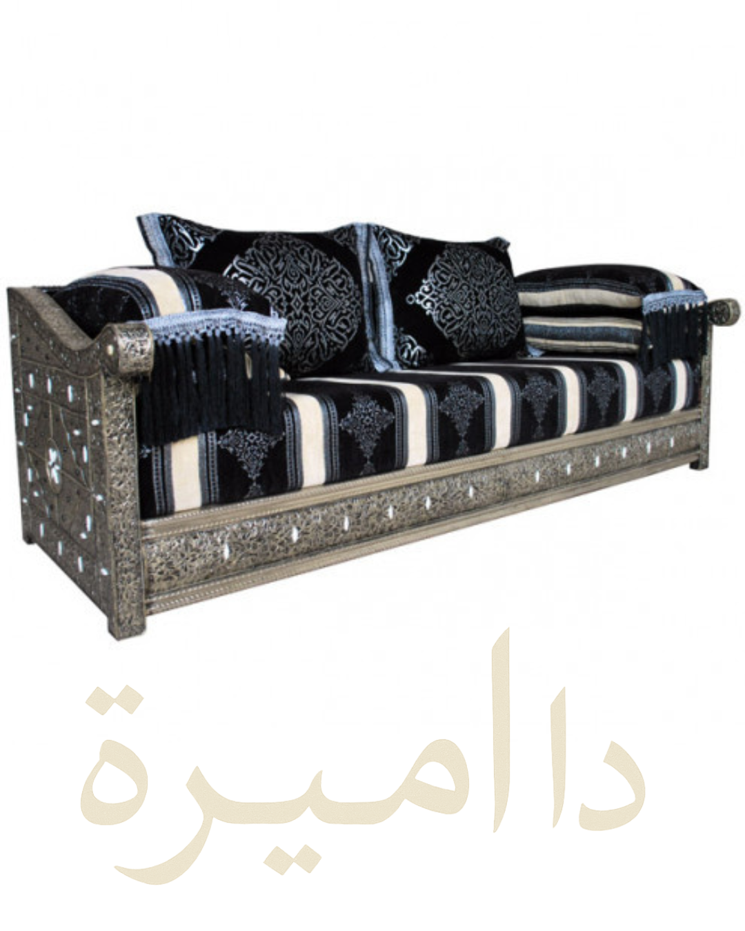 Canapé Oriental “Lakhal” – Handcrafted Moroccan Silver Sofa