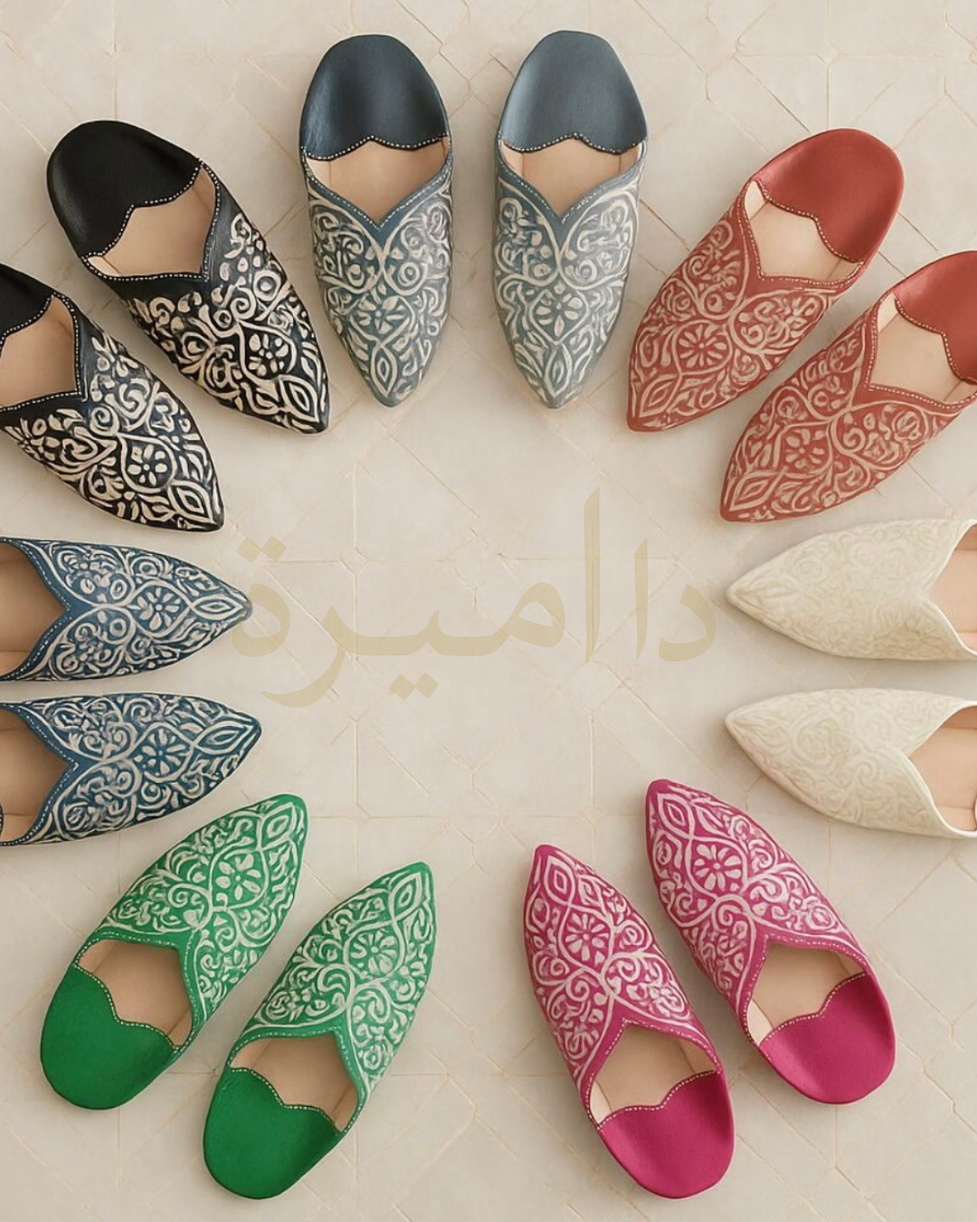Luxury Engraved Moroccan Babouche Slippers – Amira de Maroc