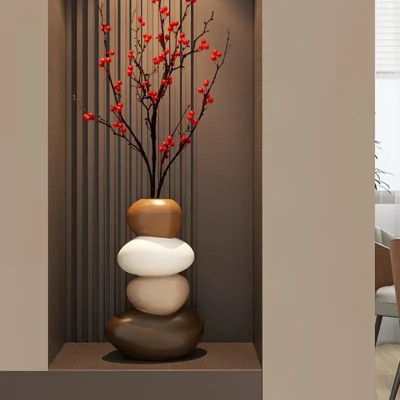 Resin Vase in Stone Shape, Geometric Pattern, Style