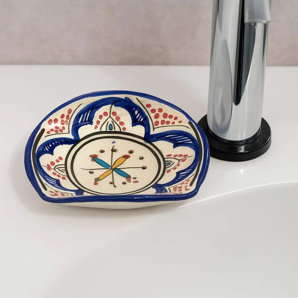 Hand-Painted Moroccan Ceramic Soap Dish Safi