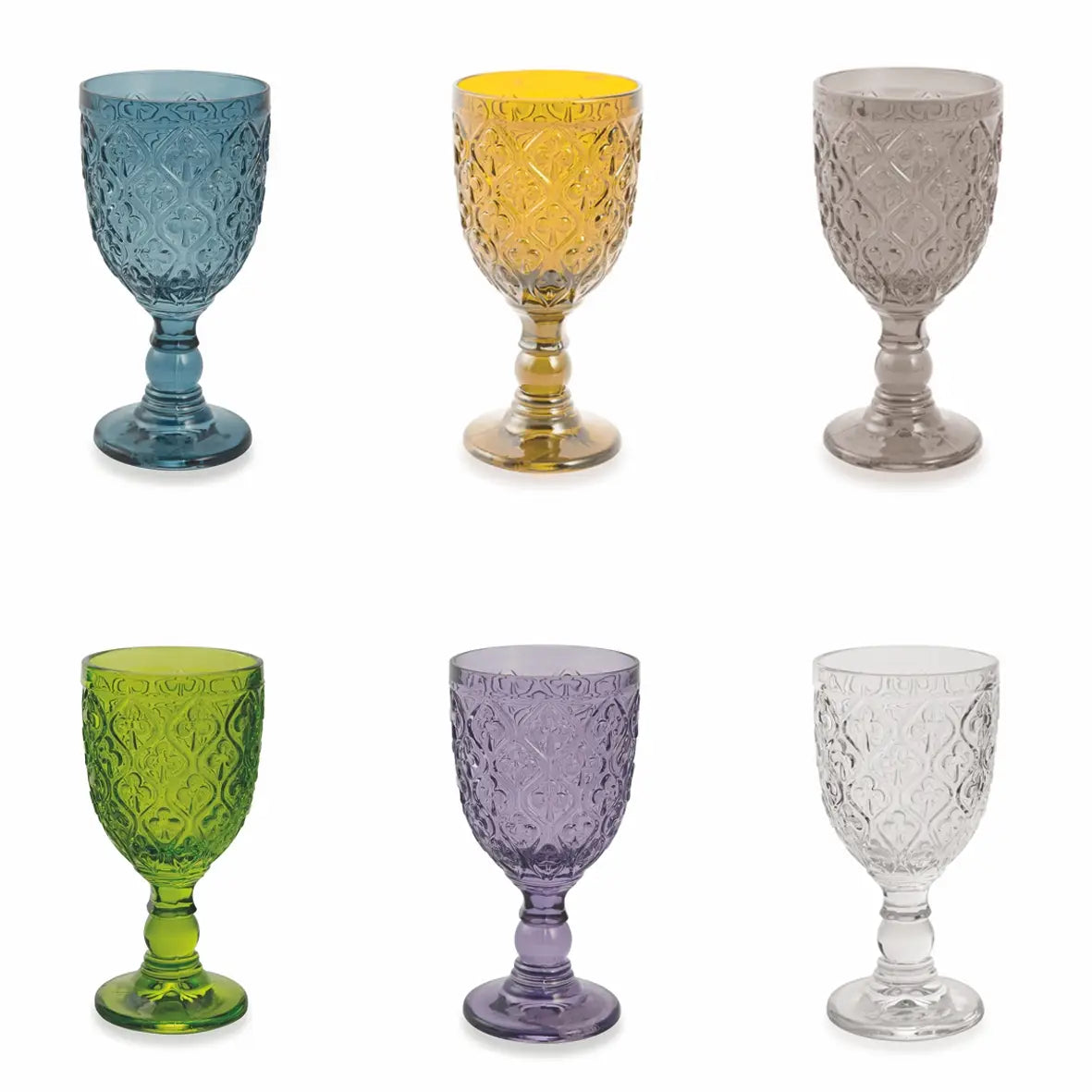 Marrakech Set of 6 Multicolored Glass Goblets