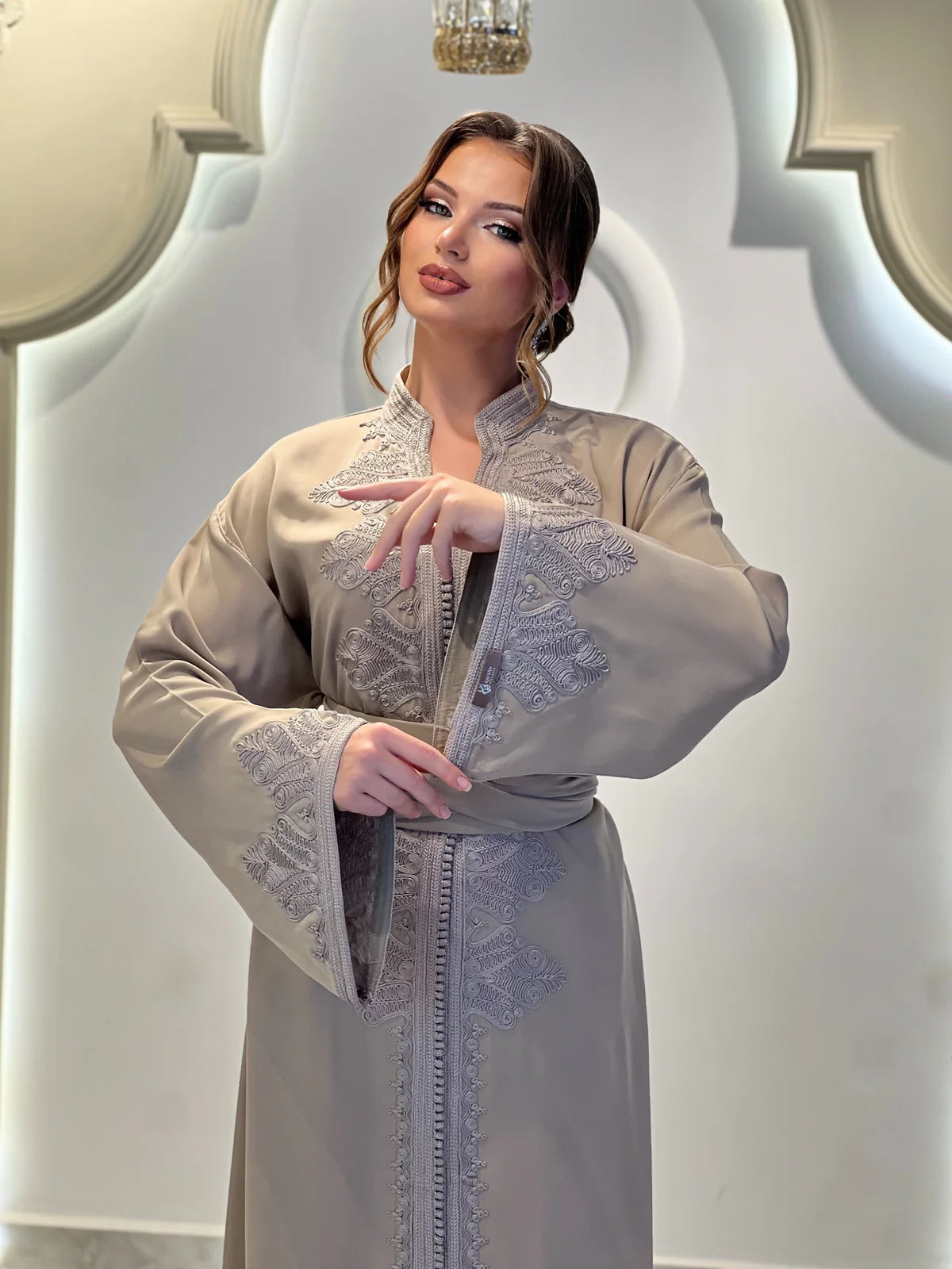 MAHRANE TAUPE KAFTAN
